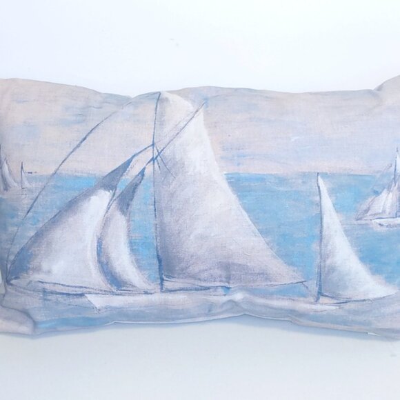 Pottery Barn All Over Print Nautical Sailboard Throw Pillow - Picture 10 of 10